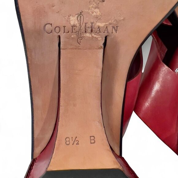Vintage Cole Haan Red Leather Block Heel Sandals – Size 8.5 B (Fits 9), 2″ Heel - Picture 6 of 8